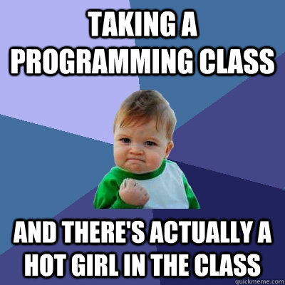 taking a programming class and there's actually a hot girl in the class  Success Kid