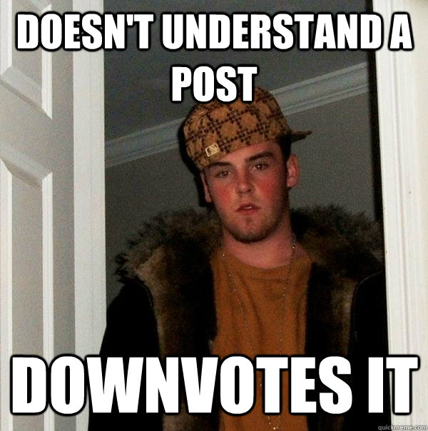 Doesn't understand a post downvotes it  Scumbag Steve