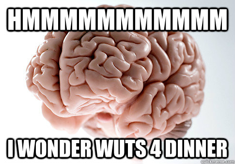 hmmmmmmmmmmm i wonder wuts 4 dinner  Scumbag Brain