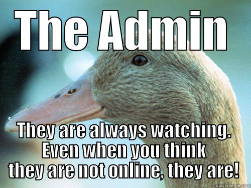 Admin duck - THE ADMIN THEY ARE ALWAYS WATCHING. EVEN WHEN YOU THINK THEY ARE NOT ONLINE, THEY ARE! Misc