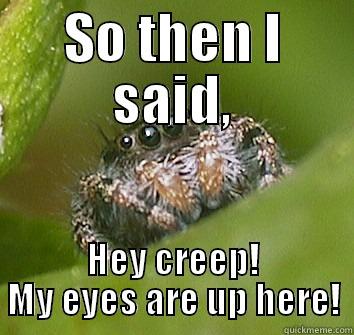 SO THEN I SAID, HEY CREEP! MY EYES ARE UP HERE! Misunderstood Spider