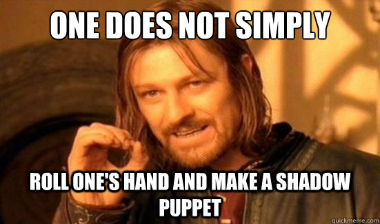 One Does Not Simply roll one's hand and make a shadow puppet  Boromir