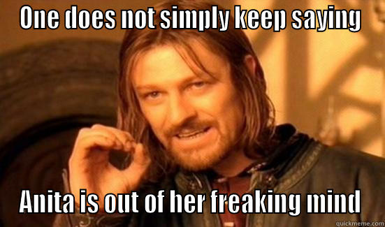 ONE DOES NOT SIMPLY KEEP SAYING ANITA IS OUT OF HER FREAKING MIND Boromir