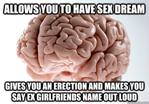 allows you to have sex dream gives you an erection and makes you say ex girlfriends name out loud  Scumbag Brain