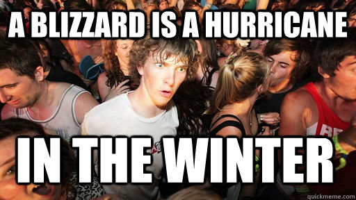 A Blizzard is a Hurricane in the winter  Sudden Clarity Clarence