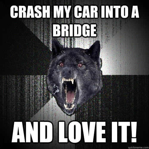Crash my car into a bridge and love it!  