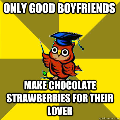 only good boyfriends make chocolate strawberries for their lover  Observational Owl