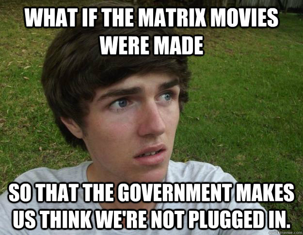 what if the matrix movies were made So that the government makes us think we're not plugged in.  