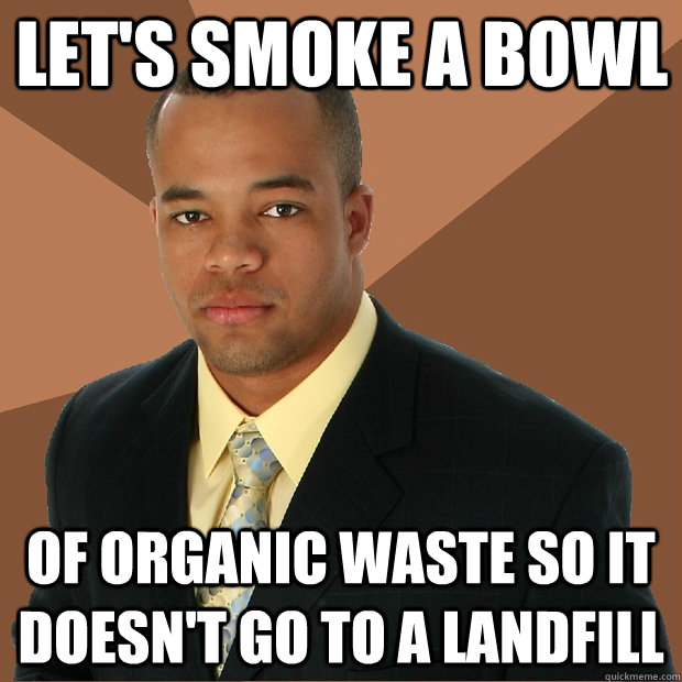 let's smoke a bowl of organic waste so it doesn't go to a landfill  Successful Black Man