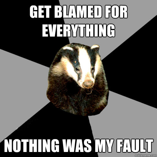 Get blamed for everything Nothing was my fault - Get blamed for everything Nothing was my fault  Backstage Badger