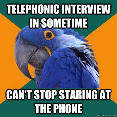 TELEPHONIC INTERVIEW IN SOMETIME CAN'T STOP STARING AT THE PHONE - TELEPHONIC INTERVIEW IN SOMETIME CAN'T STOP STARING AT THE PHONE  Paranoid Parrot