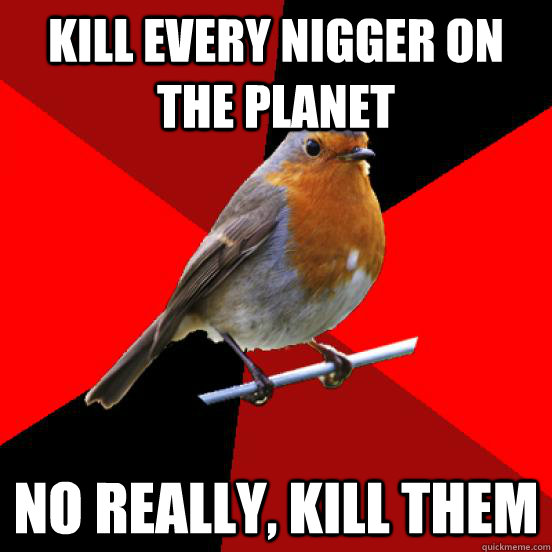 kill every nigger on the planet  no really, kill them   retail robin