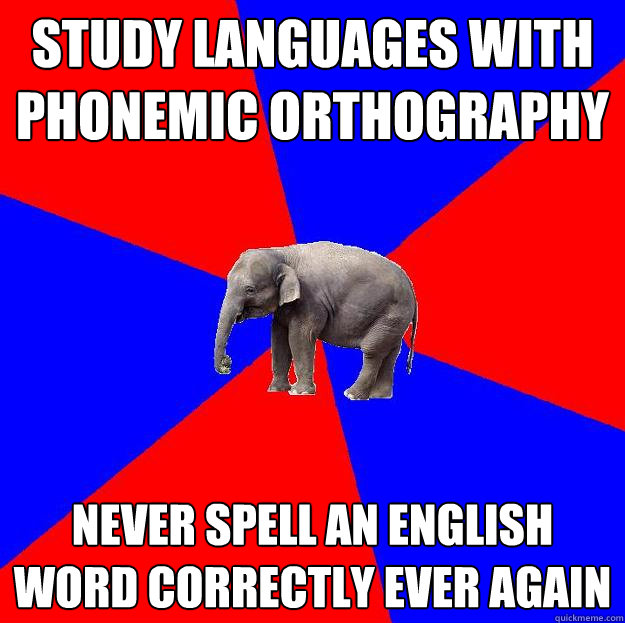 study languages with phonemic orthography never spell an english word correctly ever again  Foreign language elephant