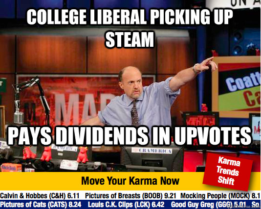 College Liberal picking up steam Pays dividends in upvotes  Mad Karma with Jim Cramer