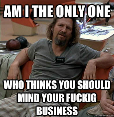 Am I the only one Who thinks you should mind your fuckig business  The Dude