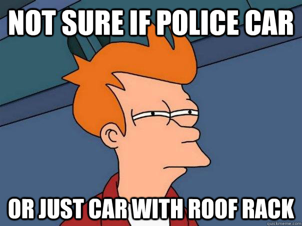 Not sure if police car Or just car with roof rack - Not sure if police car Or just car with roof rack  Futurama Fry