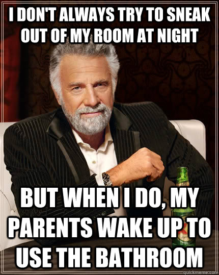 I don't always try to sneak out of my room at night but when I do, my parents wake up to use the bathroom  The Most Interesting Man In The World