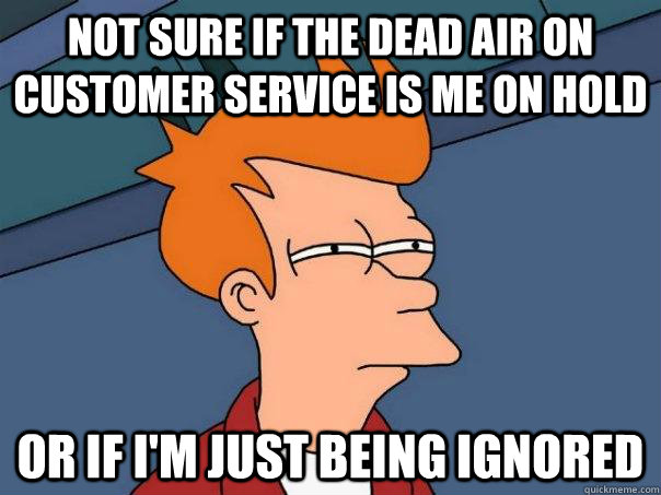 Not sure if the dead air on customer service is me on hold or if I'm just being ignored  Futurama Fry