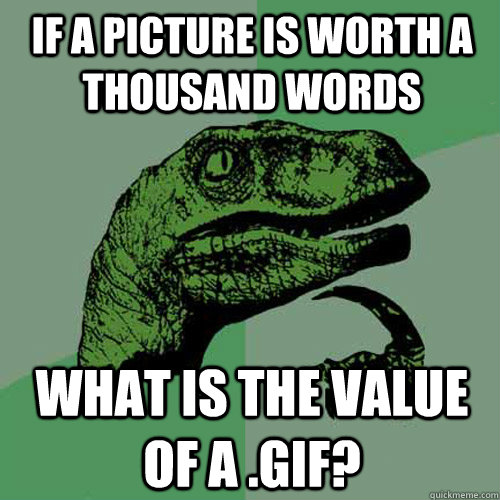 if a picture is worth a thousand words what is the value of a .gif?  Philosoraptor