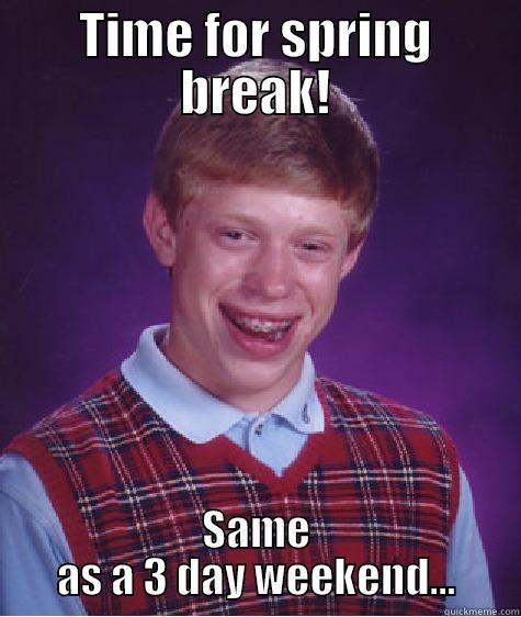 Mozee Memes - TIME FOR SPRING BREAK! SAME AS A 3 DAY WEEKEND... Bad Luck Brian