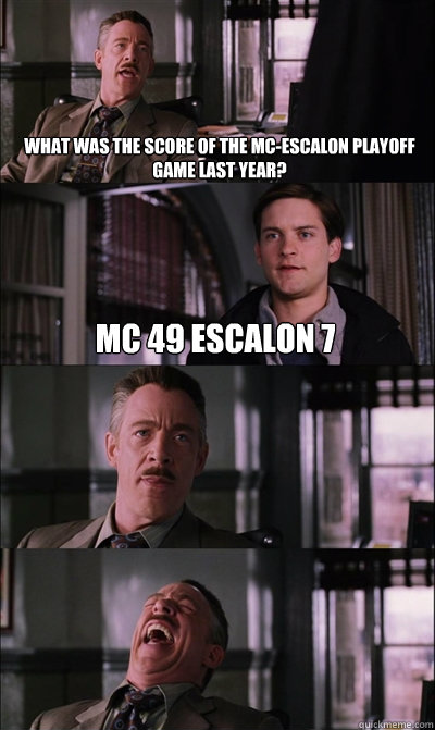 What was the score of the MC-Escalon playoff game last year? MC 49 Escalon 7     JJ Jameson