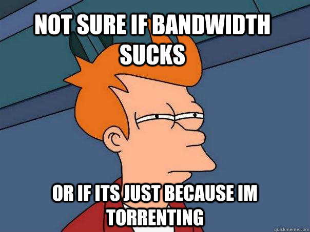 Not sure if bandwidth sucks Or if its just because im torrenting  Futurama Fry