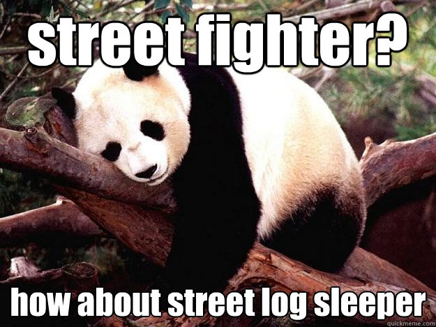 street fighter? how about street log sleeper   Procrastination Panda