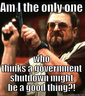 AM I THE ONLY ONE  WHO THINKS A GOVERNMENT SHUTDOWN MIGHT BE A GOOD THING?! Misc