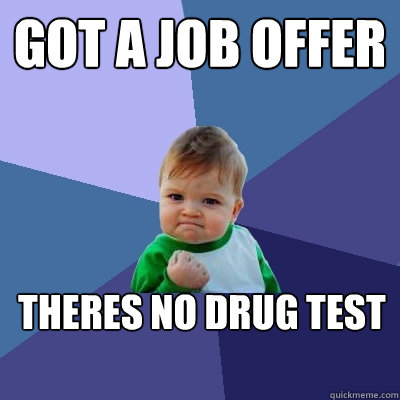 Got a job offer theres no drug test  Success Kid