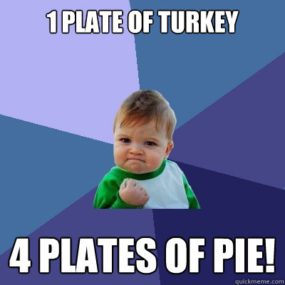 1 plate of Turkey 4 plates of pie!  Success Kid