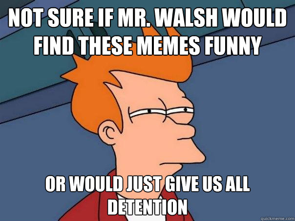 Not sure if Mr. Walsh would find these memes funny Or would just give us all detention - Not sure if Mr. Walsh would find these memes funny Or would just give us all detention  Futurama Fry