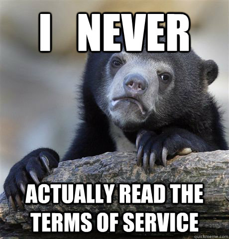 I   never actually read the Terms of Service - I   never actually read the Terms of Service  Confession Bear