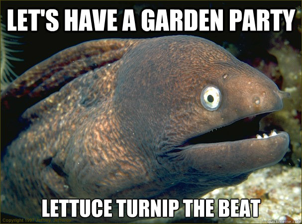 Let's have a garden party lettuce turnip the beat  Bad Joke Eel