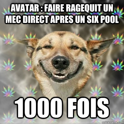 Avatar : faire ragequit un mec direct apres un six pool 1000 fois  Stoner Dog