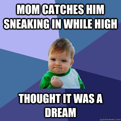 Mom catches him sneaking in while high thought it was a dream - Mom catches him sneaking in while high thought it was a dream  Success Kid