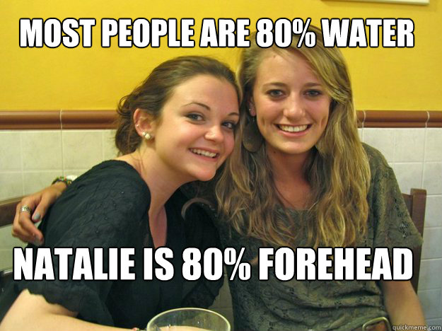 Most People Are 80% Water Natalie Is 80% Forehead  