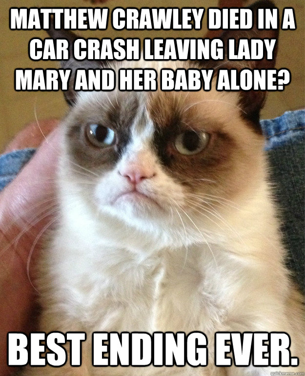 Matthew Crawley died in a car crash leaving Lady Mary and her baby alone? Best ending ever. - Matthew Crawley died in a car crash leaving Lady Mary and her baby alone? Best ending ever.  Misc