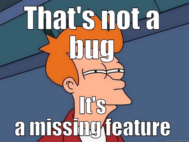 THAT'S NOT A BUG IT'S A MISSING FEATURE Futurama Fry