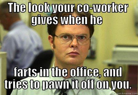 farts in office - THE LOOK YOUR CO-WORKER GIVES WHEN HE  FARTS IN THE OFFICE, AND TRIES TO PAWN IT OFF ON YOU. Schrute