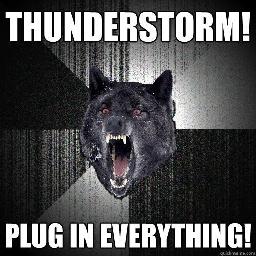 Thunderstorm! PLUG IN EVERYTHING!  Insanity Wolf