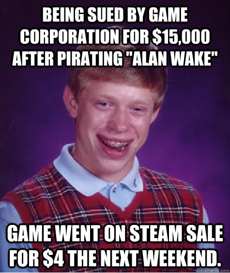 Being sued by game corporation for $15,000 after pirating 