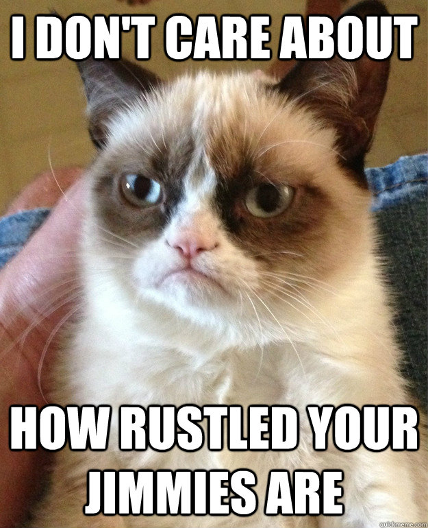 I don't care about how rustled your jimmies are  Grumpy Cat