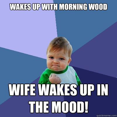 Wakes up with morning wood Wife wakes up in the mood!  Success Kid