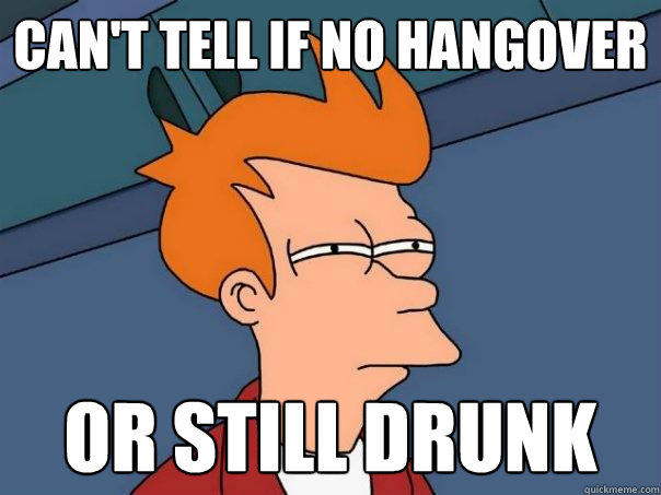 Can't tell if no hangover or still drunk  Futurama Fry