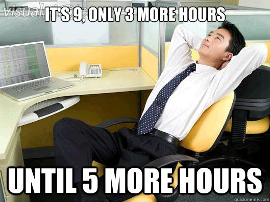 It's 9, only 3 more hours until 5 more hours - It's 9, only 3 more hours until 5 more hours  Office Thoughts