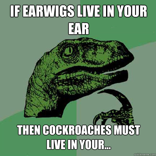 If earwigs live in your ear Then cockroaches must live in your... - If earwigs live in your ear Then cockroaches must live in your...  Misc