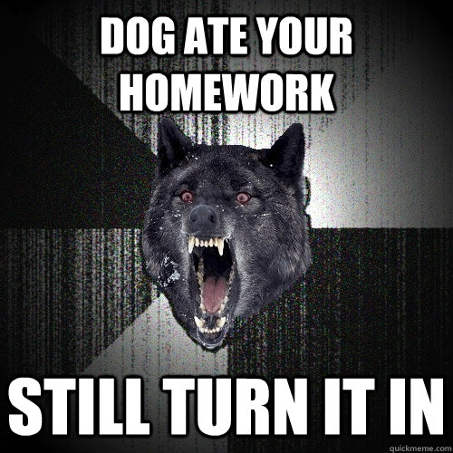 Dog ate your homework still turn it in  Insanity Wolf