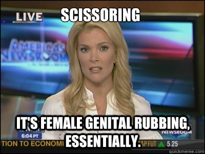 SCISSORING It's female genital rubbing, essentially.  Megyn Kelly