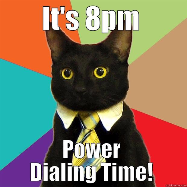 What we do at 8pm - IT'S 8PM POWER DIALING TIME! Business Cat