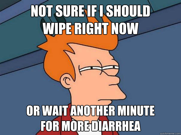 Not sure if I should
wipe right now or wait another minute
for more diarrhea  Futurama Fry